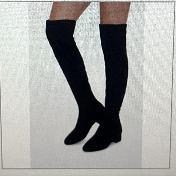 NEW Forever 21 Faux Suede Black Over-the-Knee Boots NWOB - Picture 1 of 1
